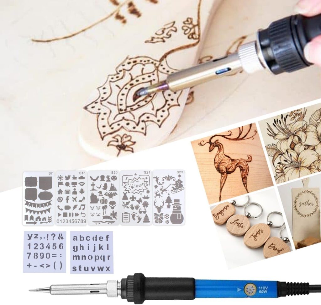 Wood Burning Kit 42Pcs Power Switch and Adjustable Temperature with Wood Burner Pen 392~842°F for Adults Wood Burning Tool for Pyrography Leather, Black