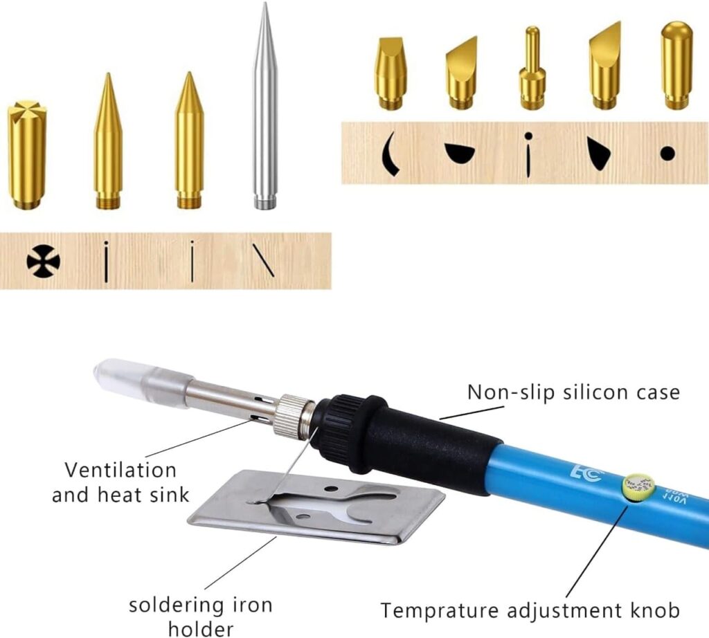 Wood Burning Kit 42Pcs Power Switch and Adjustable Temperature with Wood Burner Pen 392~842°F for Adults Wood Burning Tool for Pyrography Leather, Black