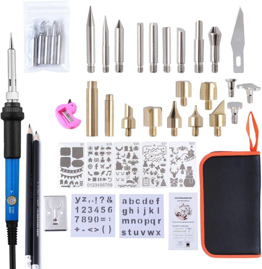 Wood Burning Kit 42Pcs Power Switch and Adjustable Temperature with Wood Burner Pen 392~842°F for Adults Wood Burning Tool for Pyrography Leather, Black