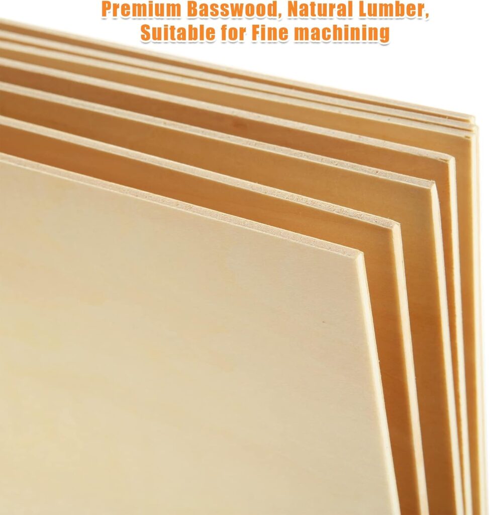 20PCS Basswood Sheets 1/8 x 12 x 12 Inch Plywood 3mm Square Wooden Board for Crafts, Unfinished Wooden Sheets 3mm Basswood for DIY Architectural Model MakingBurning Pyrography Drawing Laser Scroll