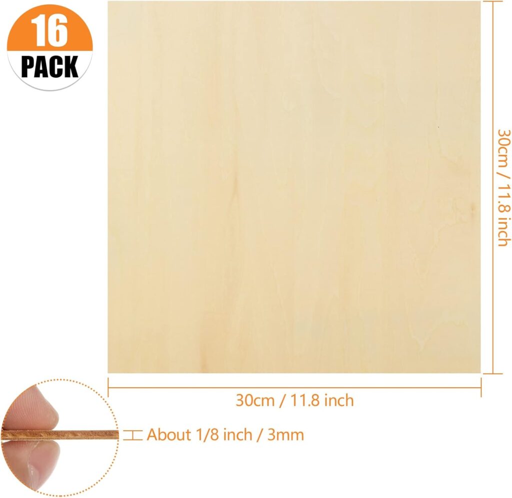 20PCS Basswood Sheets 1/8 x 12 x 12 Inch Plywood 3mm Square Wooden Board for Crafts, Unfinished Wooden Sheets 3mm Basswood for DIY Architectural Model MakingBurning Pyrography Drawing Laser Scroll