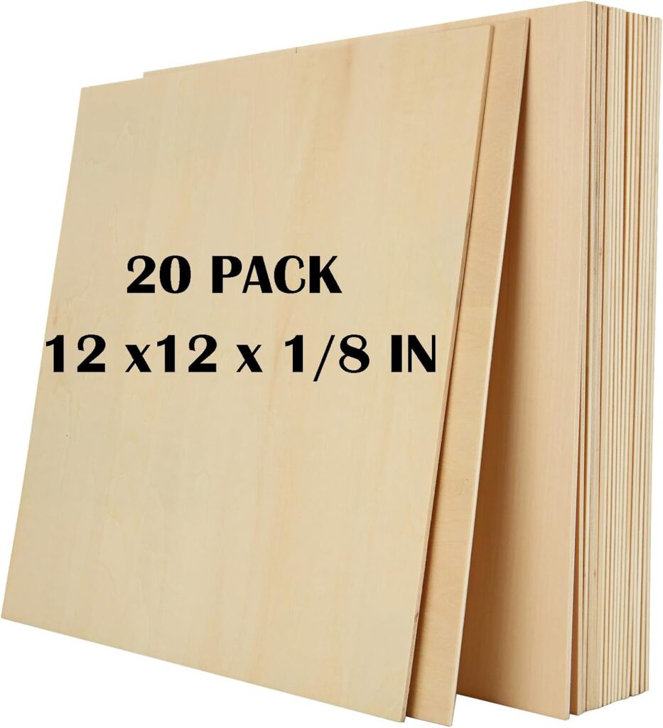 20PCS Basswood Sheets 1/8 x 12 x 12 Inch Plywood 3mm Square Wooden Board for Crafts, Unfinished Wooden Sheets 3mm Basswood for DIY Architectural Model MakingBurning Pyrography Drawing Laser Scroll