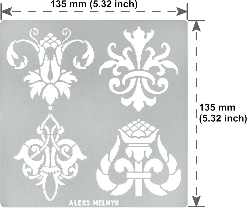 Aleks Melnyk No.369 Metal Stencil, Fleurs de Lys Symbole, French fleur-de-lis, Lily Flower, Interlaced Ornament, Vintage, Patterns, Template for Wood Burning, Pyrography Engraving, Crafts, Art, DIY