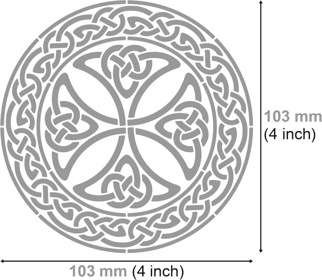 Aleks Melnyk No.38.2 Metal Journal Stencil, Celtic Knot, Cross, Scandinavian, Viking Symbol, Stainless Steel Irish Stencils, Template Tool for Wood Burning, Pyrography and Engraving, Crafting, DIY