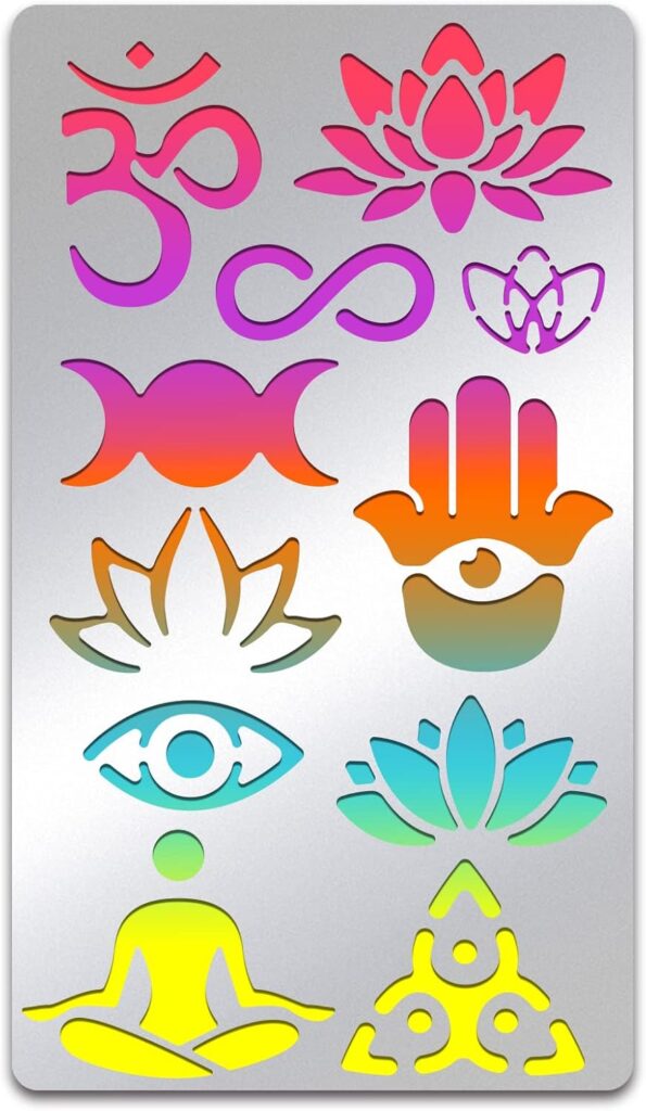 BENECREAT Lotus Flower Stainless Steel Stencil, Yoga Metal Stencil Reusable Templates Eye Stencils for Painting, Wood Burning, Pyrography and Engraving, 7x4 inch