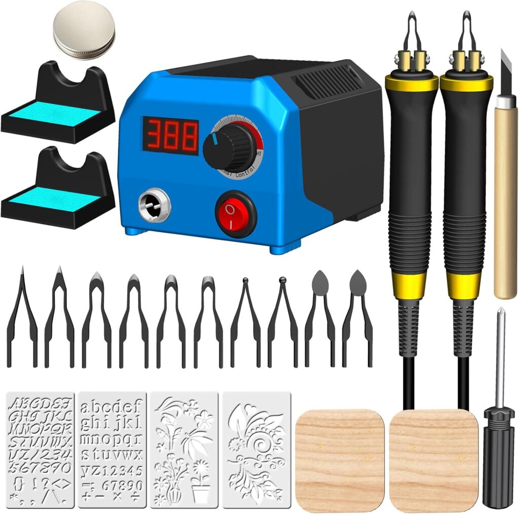 Wood Burning Kit,Wood Burning Tool,Digitally Adjustable Temperature Wood Burner Kit,Professional Wood Burner Tool Kit for Adults Beginners Craft,pyrography pen (LH55-Fine-pen-point)